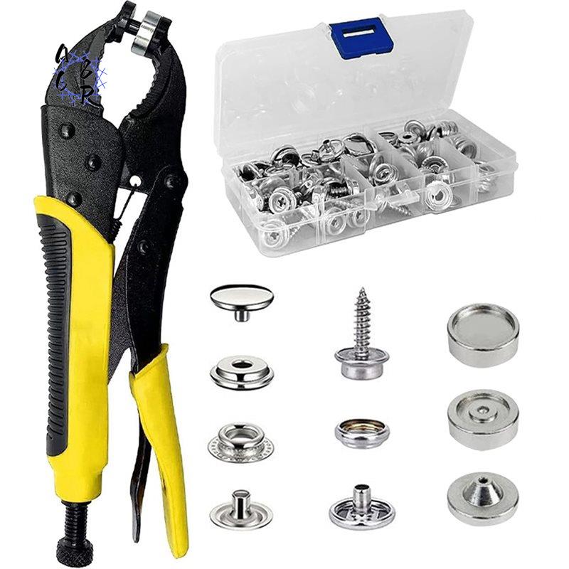 Snap Plier Setter - ชุดเครื่องมือติดกระดุมแบบหนัก A68P พร้อมกระดุม 25 ชุด และคีมติดกระดุม