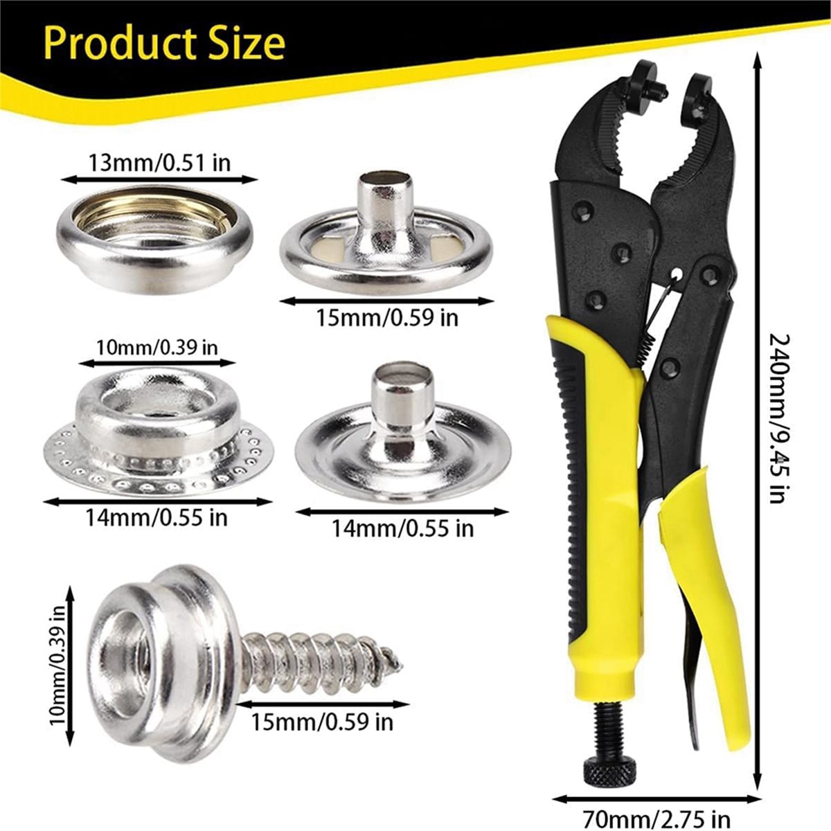 Snap Plier Setter - 【AT48】 ชุดเครื่องมือติดกระดุมแบบหนีบสำหรับงานหนัก รุ่นใหม่ พร้อมกระดุม 25 ชุด