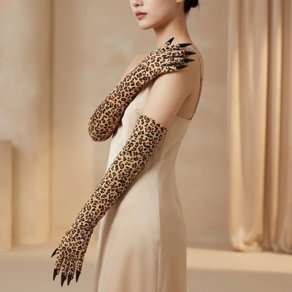 ถุงมือลายเสือดาวแขนยาว ถุงมือค - Cosplay Prop Patterns บทวิจารณ์และราคา
