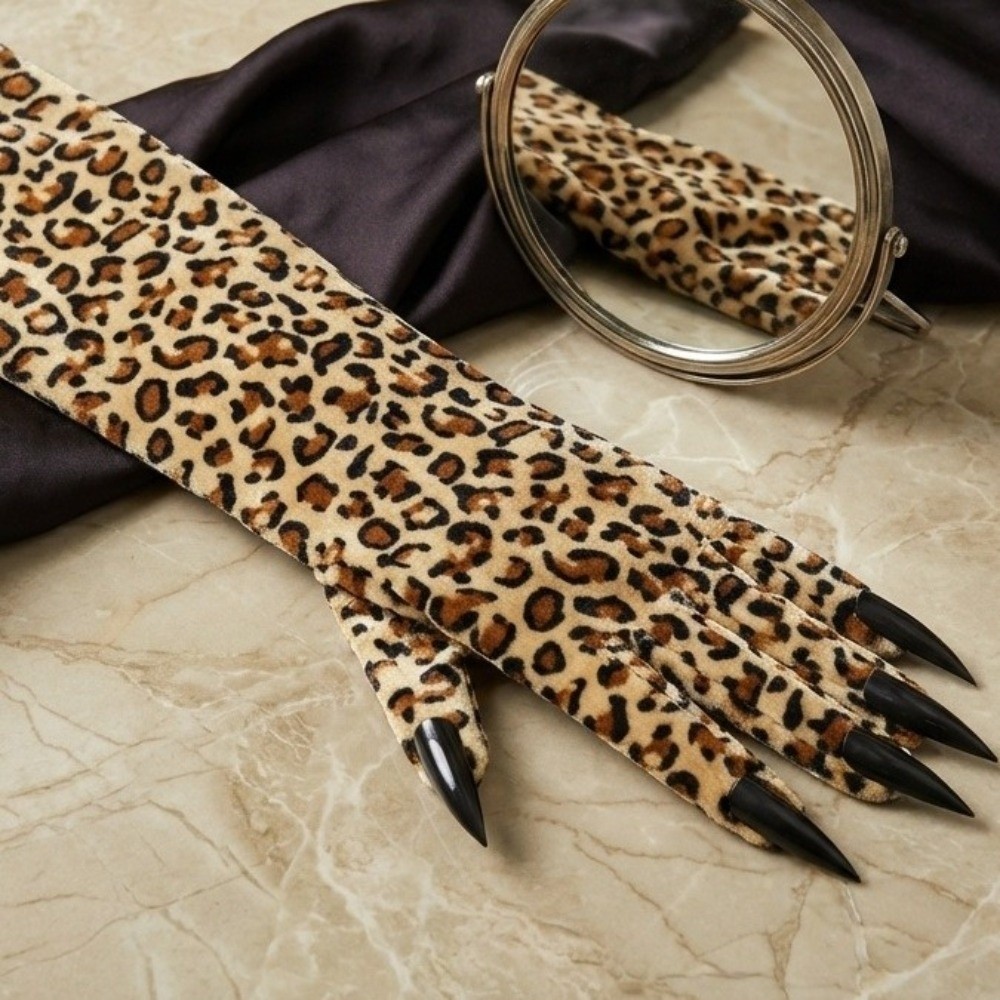 ถุงมือลายเสือดาวแขนยาว ถุงมือค - Cosplay Prop Patterns บทวิจารณ์และราคา