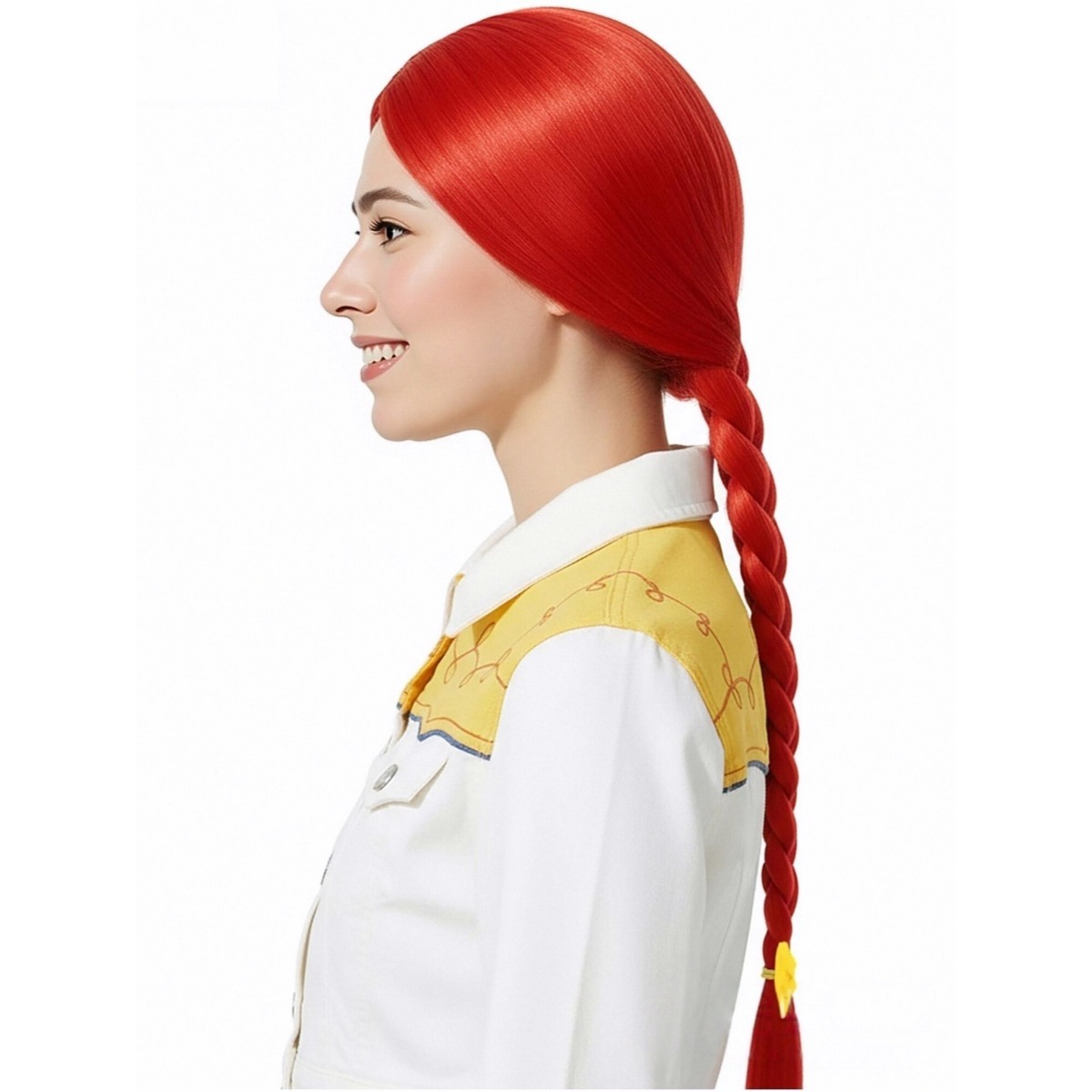 วิกผมยาวตรงสีแดงสด 61 ซม. หางม - Cosplay Prop Bow บทวิจารณ์และราคา