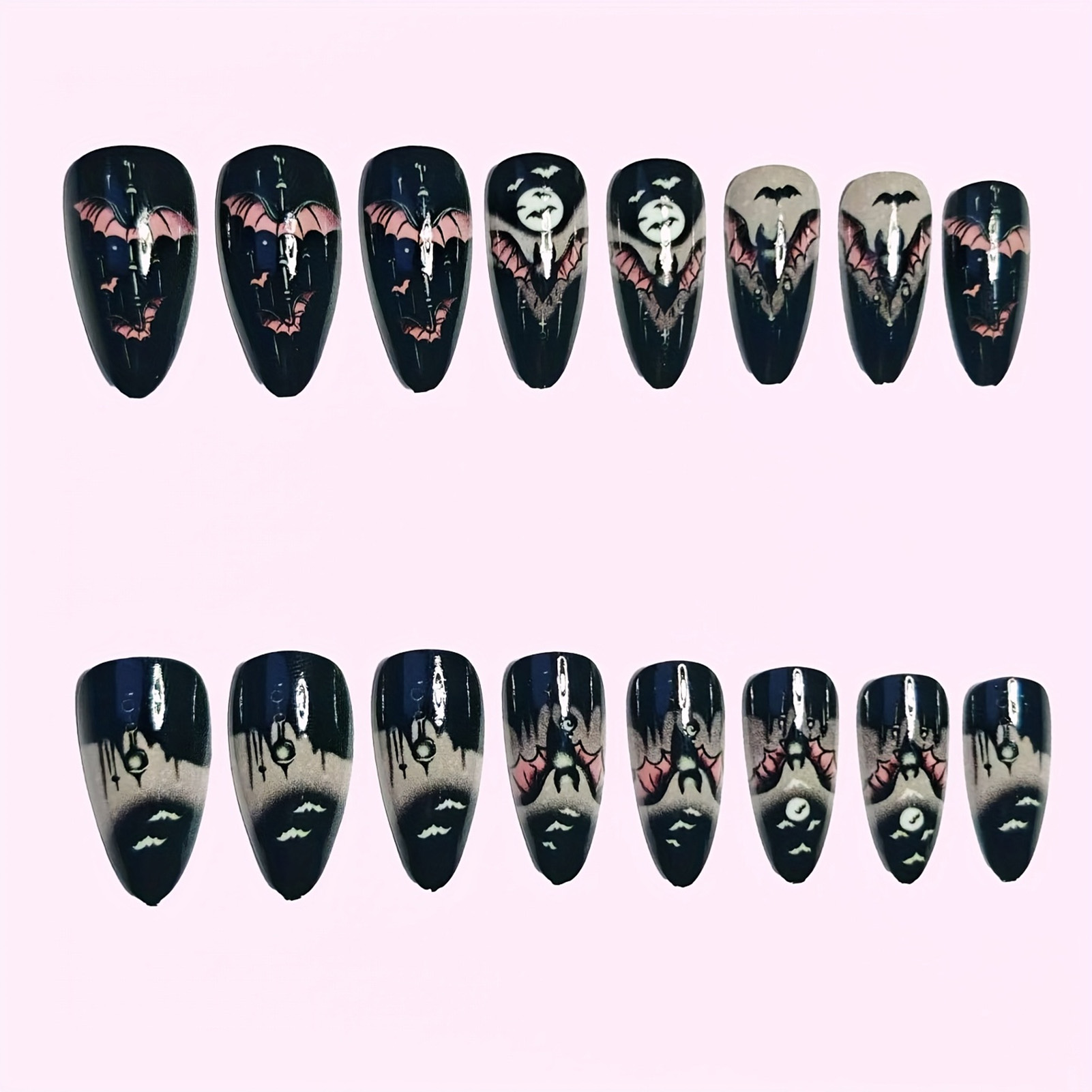 เล็บปลอมฮาโลวีน 24 ชิ้น สีดำทร - Cosplay Bat Prop บทวิจารณ์และราคา
